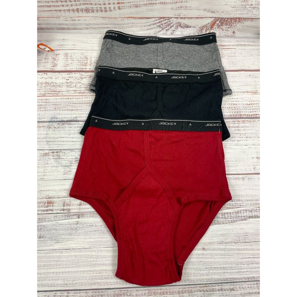 Men's JOCKEY Classic Briefs Red Black and White sz 36 NWOT